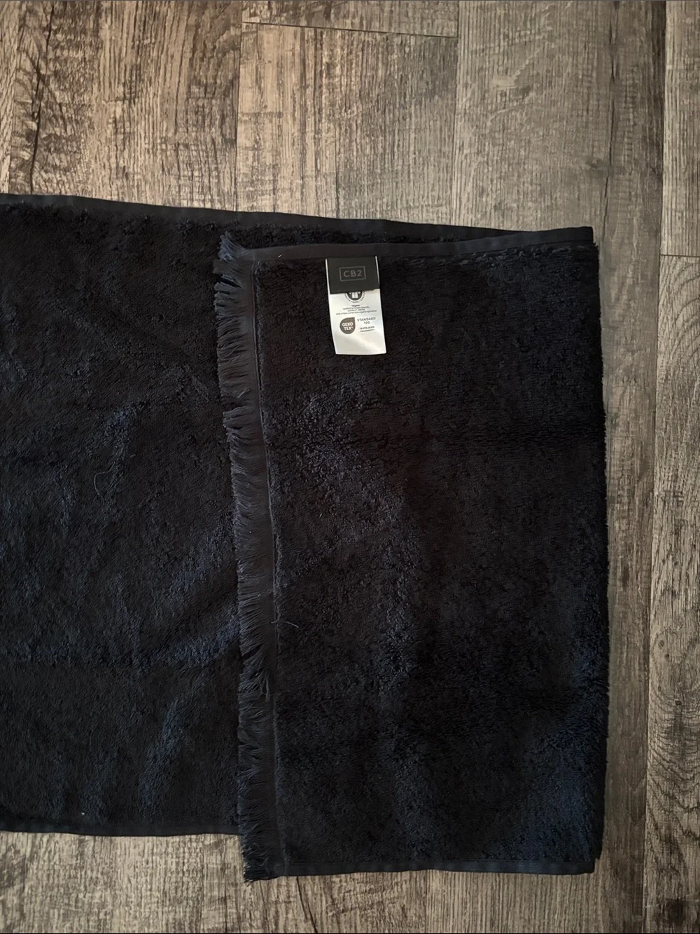 CB2 Fringe Hand Towels - Set of 2 - Black - New without Tags